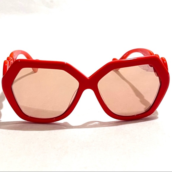 Authentic Emilio Pucci 59mm Geometric Sunglasses Shiny Orange/Mirror Lens - Picture 6 of 17